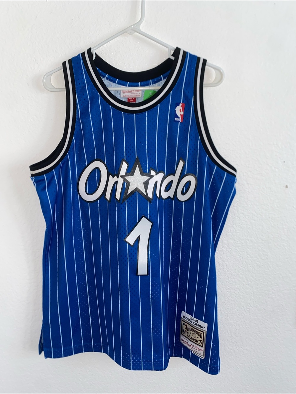 Mitchell & Ness Orlando Blue Pinstripe Basketball Jersey #1